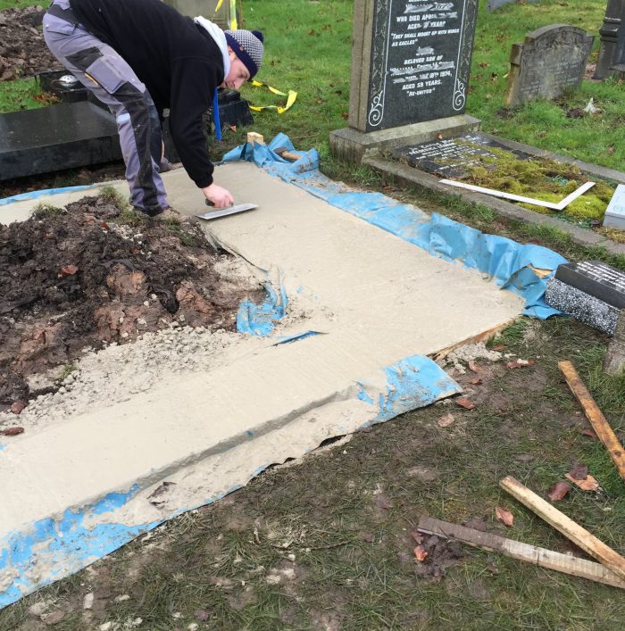 Grave being restored
