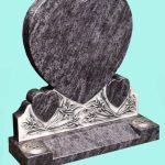 Heart Shaped polished gravestone with flower detail