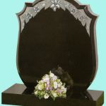 Ebony Black Granite shield shape headstone