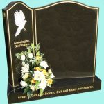 Beautiful split headstone with ornate engraving