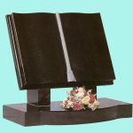 Polished black book design headstone