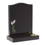 Polished granite headstone with flower vase