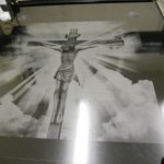 Christ on a cross etched gravestone