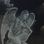winged angel headstone etching